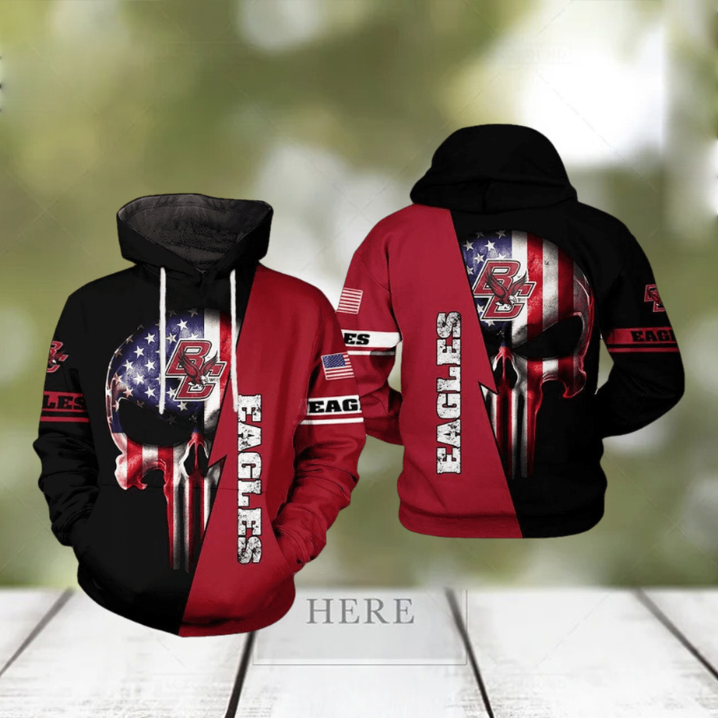 Boston College Eagles NCAA US Flag Skull 3D Printed Hoodie Boston College Eagles NCAA US Flag Skull 3D Printed Hoodie