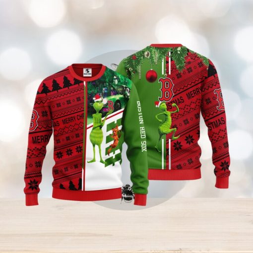 Boston Red Sox Grinch & Scooby doo Christmas Ugly Sweater 1