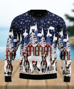 Boston Terrier Family Full Printed Ugly Xmas Sweater