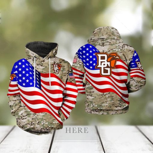 Bowling Green Falcons NCAA US Flag Camo Veteran 3D Printed Hoodie