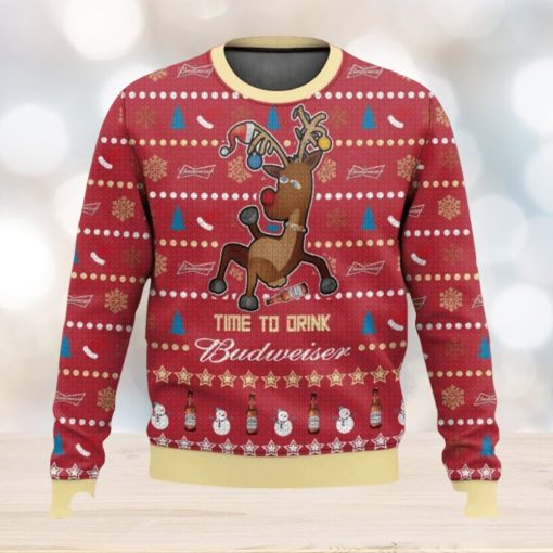 Budweiser Reindeer Time To Drink Ugly Christmas Sweater