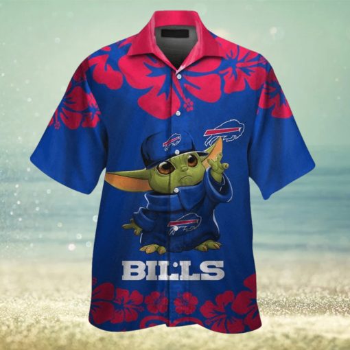 Buffalo Bills Baby Yoda Short Sleeve Button Up Tropical Hawaiian Shirt