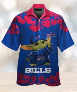 Buffalo Bills Baby Yoda Short Sleeve Button Up Tropical Hawaiian Shirt