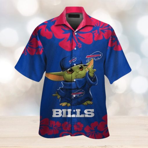 Buffalo Bills Baby Yoda Short Sleeve Button Up Tropical Hawaiian Shirt