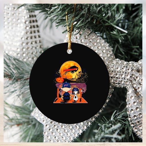 Buffalo Bills Charlie Brown And Snoopy Watching Halloween Ornament Christmas