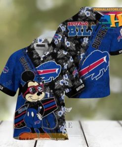 Buffalo Bills NFL Hawaiian Shirt Mickey Print Floral Pattern Summer For Sports Fans