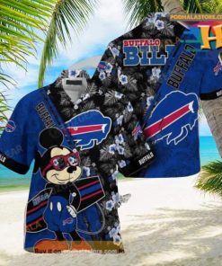 Buffalo Bills NFL Hawaiian Shirt Mickey Print Floral Pattern Summer For Sports Fans, hoodie, sweater, long sleeve and tank top Buffalo Bills NFL Hawaiian Shirt Mickey Print Floral Pattern Summer For Sports Fans