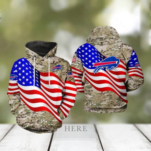 Buffalo Bills NFL US Flag Camo Veteran Team 3D Printed Hoodie