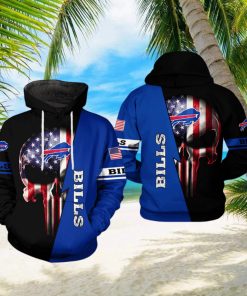 Buffalo Bills NFL US Flag Skull Team 3D Printed Hoodie