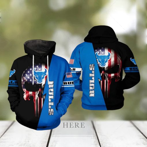 Buffalo Bulls NCAA US Flag Skull 3D Printed Hoodie