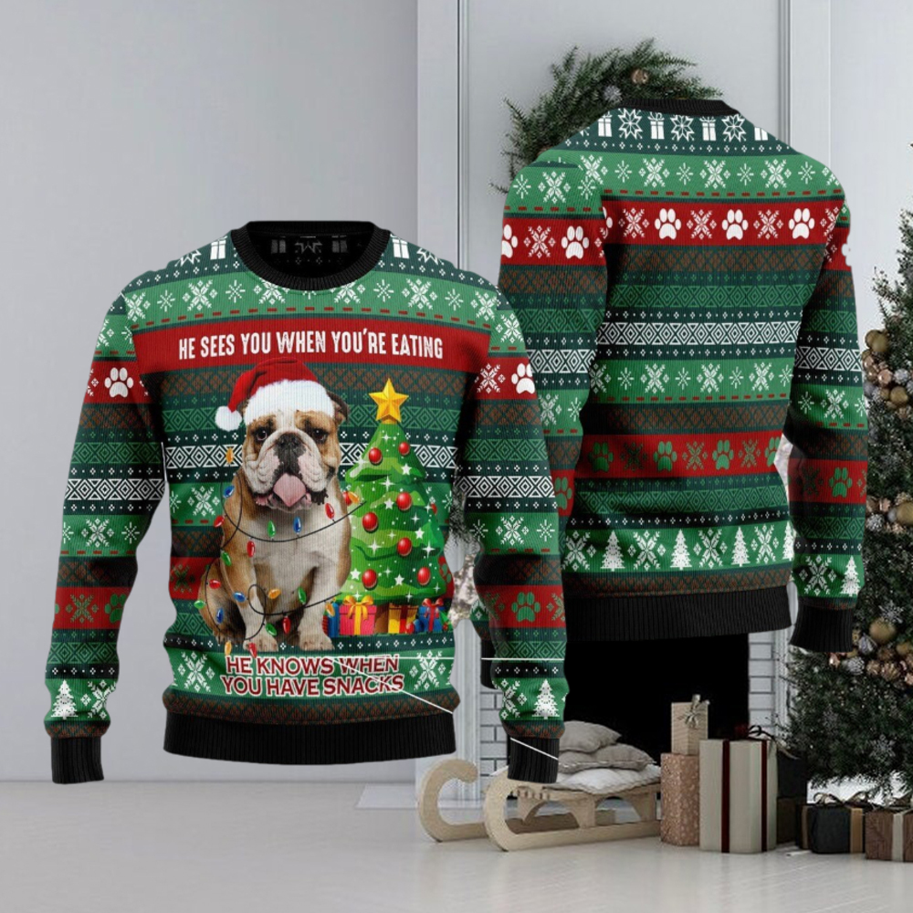 Bulldog Loves Snacks Sweater Bulldog Loves Snacks Sweater