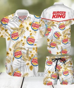 Burger King Tropical Flower Aloha Hawaiian Shirt & Short For Men And Women