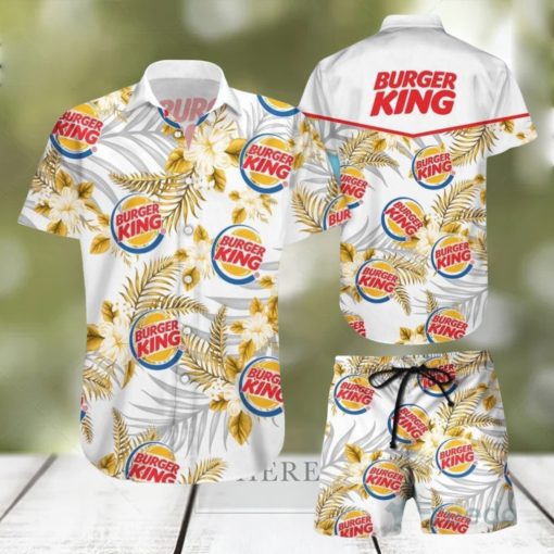 Burger King Tropical Flower Aloha Hawaiian Shirt & Short For Men And Women