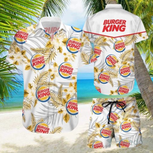 Burger King Tropical Flower Aloha Hawaiian Shirt & Short For Men And Women