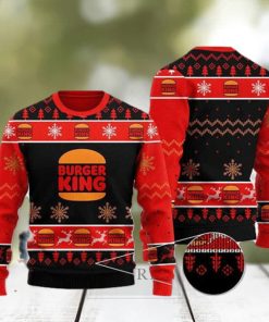 Burger King With Christmas Tree Pattern 2023 Ugly Christmas Sweater