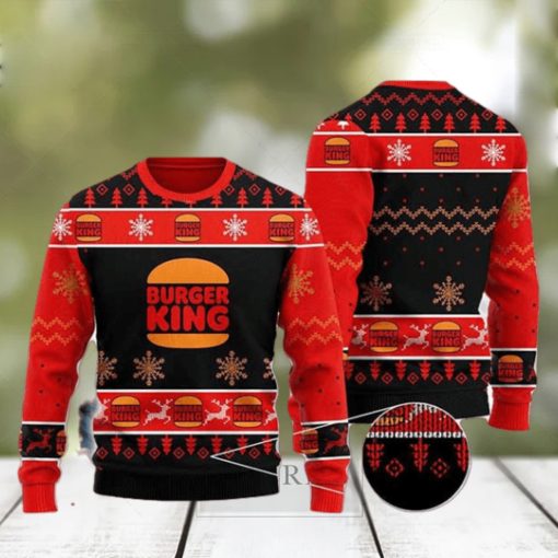 Burger King With Christmas Tree Pattern 2023 Ugly Christmas Sweater