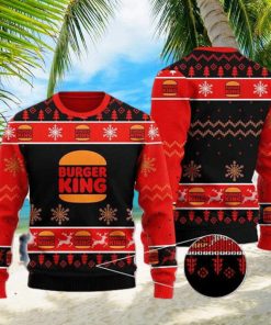 Burger King With Christmas Tree Pattern 2023 Ugly Christmas Sweater