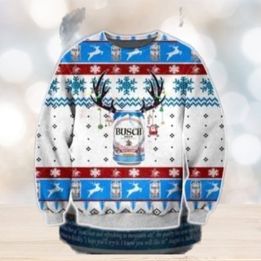 Busch Beer Knitting Ugly Christmas Sweater Perfect Holiday Gift