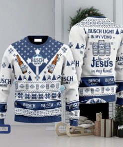 Busch Light In My Veins Jesus In My Heart Ugly Christmas Sweater, Gift for Christmas Holiday