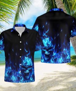 Buy Skull Flame Blue 3d All Over Hawaiian Shirtt