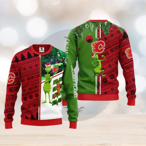 Calgary Flames Grinch & Scooby doo Christmas Ugly Sweater