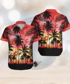 Calgary Flames Short Sleeve Button Up Tropical Shirt Hawaiian Shirt