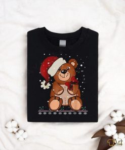 Camiseta de Navidad con diseño de oso de peluche con gorro de Papá Noel