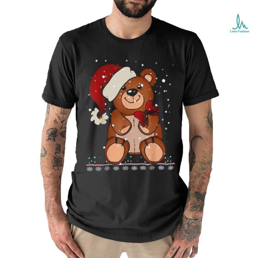 Camiseta de Navidad con diseño de oso de peluche con gorro de Papá Noel Camiseta de Navidad con diseño de oso de peluche con gorro de Papá Noel