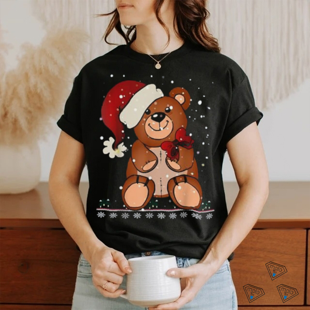 Camiseta de Navidad con diseño de oso de peluche con gorro de Papá Noel Camiseta de Navidad con diseño de oso de peluche con gorro de Papá Noel