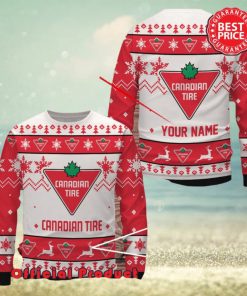 Canadian Tire Custom Name White Design Logo Snowflake Ugly Christmas Sweater