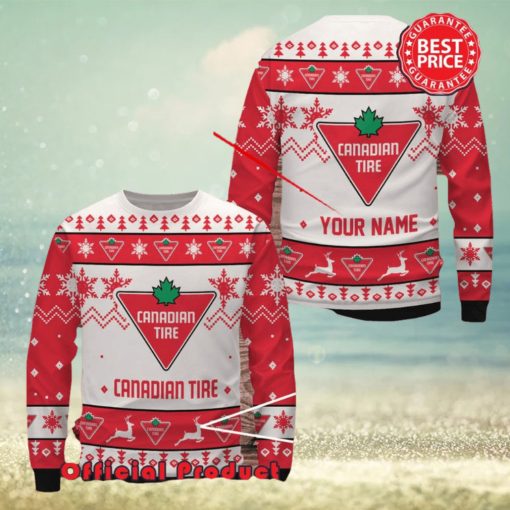 Canadian Tire Custom Name White Design Logo Snowflake Ugly Christmas Sweater