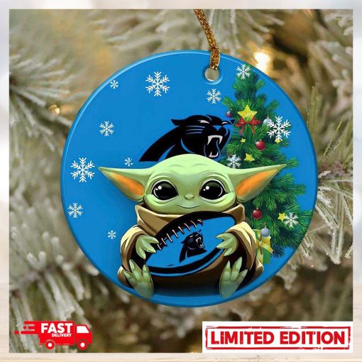 Carolina Panthers Baby Yoda NFL 2023 Christmas Tree Decorations Ornament