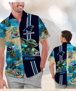 Carolina Panthers Baby Yoda Name Personalized Short Sleeve Tropical Hawaiian Shirt