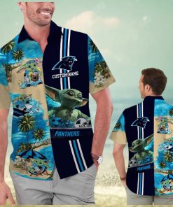 Carolina Panthers Baby Yoda Name Personalized Short Sleeve Tropical Hawaiian Shirt