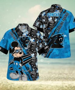 Carolina Panthers Mickey Mouse Floral Short Sleeve Hawaii Shirt