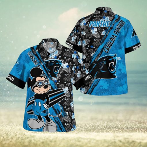 Carolina Panthers Mickey Mouse Floral Short Sleeve Hawaii Shirt