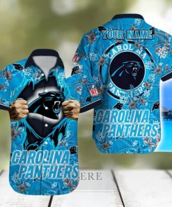 Carolina Panthers NFL All Over printed 3D Beach Lover Gift Aloha Hawaiian Shirt Custom Name