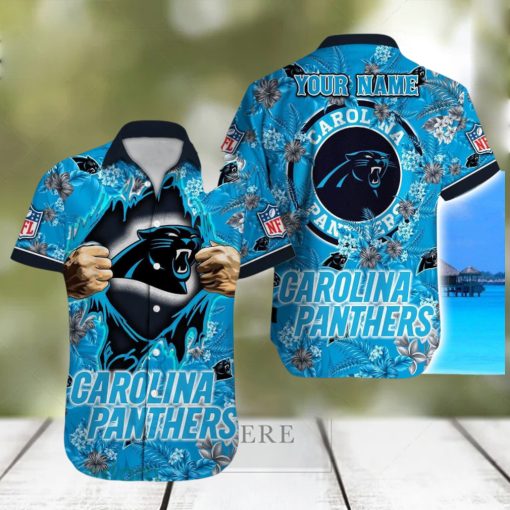 Carolina Panthers NFL All Over printed 3D Beach Lover Gift Aloha Hawaiian Shirt Custom Name