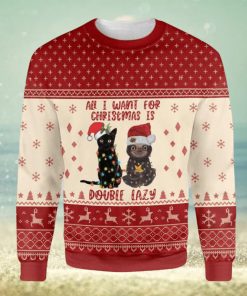 Cat All I Want For Christmas Is Double Lazy Cat And Sloth Ugly Christmas Sweater