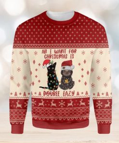 Cat All I Want For Christmas Is Double Lazy Cat And Sloth Ugly Christmas Sweater