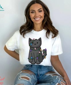 Cat Christmas Wrapped Up In Lights T Shirt