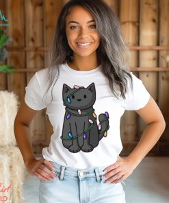 Cat Christmas Wrapped Up In Lights T Shirt