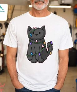 Cat Christmas Wrapped Up In Lights T Shirt