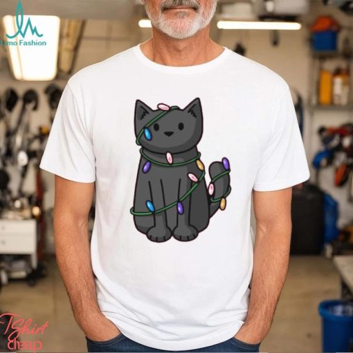 Cat Christmas Wrapped Up In Lights T Shirt