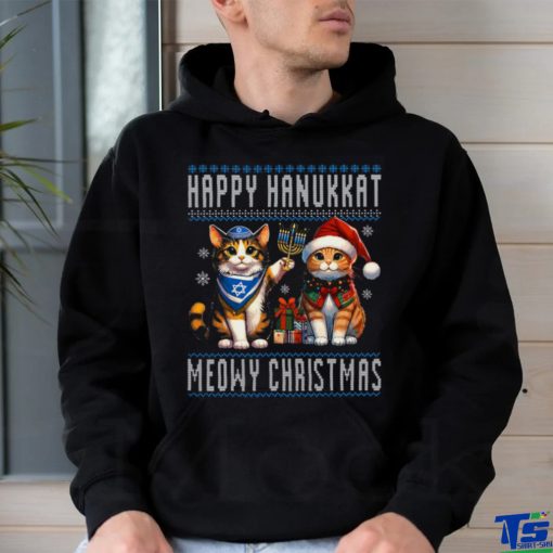 Cat Merry Christmas Happy Hanukkah Jewish Christian T shirt