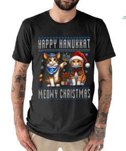 Cat Merry Christmas Happy Hanukkah Jewish Christian T shirt