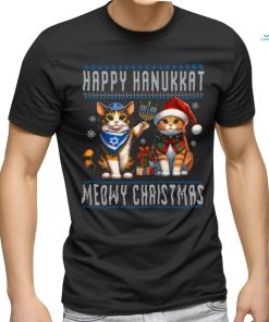 Cat Merry Christmas Happy Hanukkah Jewish Christian T shirt