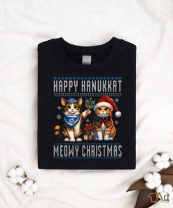 Cat Merry Christmas Happy Hanukkah Jewish Christian T shirt