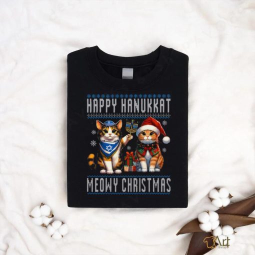 Cat Merry Christmas Happy Hanukkah Jewish Christian T shirt