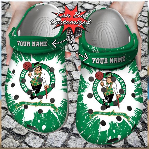 Celebrate Court Heroes Personalized Boston Celtics Basketball Clog Shoes